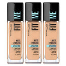 3x Maybelline Fit Me Matte & Poreless Mattifying Liquid Foundation 30ml 130 Buff Beige