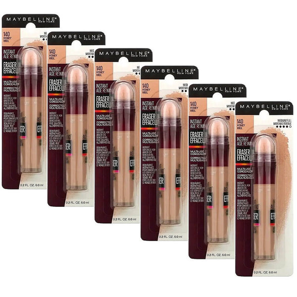 6x Maybelline Instant Age Rewind Eraser Multi-Use Concealer - 140 Honey (carded)