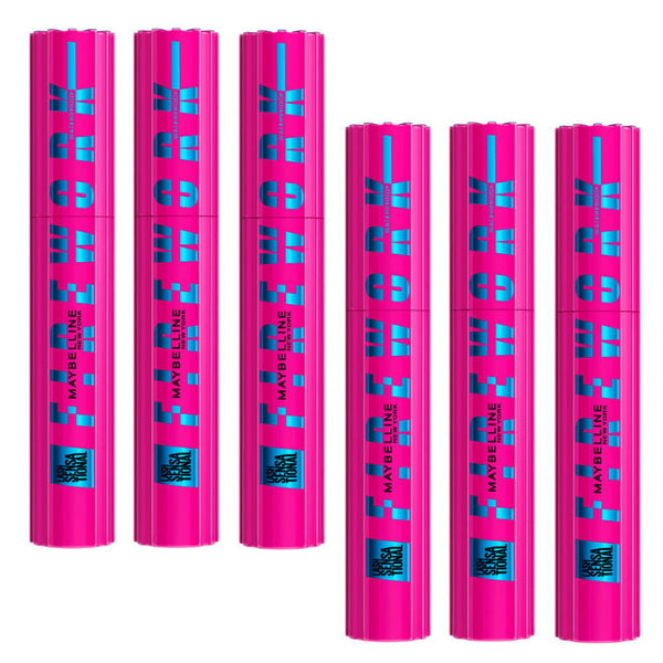 6x Maybelline Lash Sensational Firework Waterproof Mascara 8.75ml Blackest Black