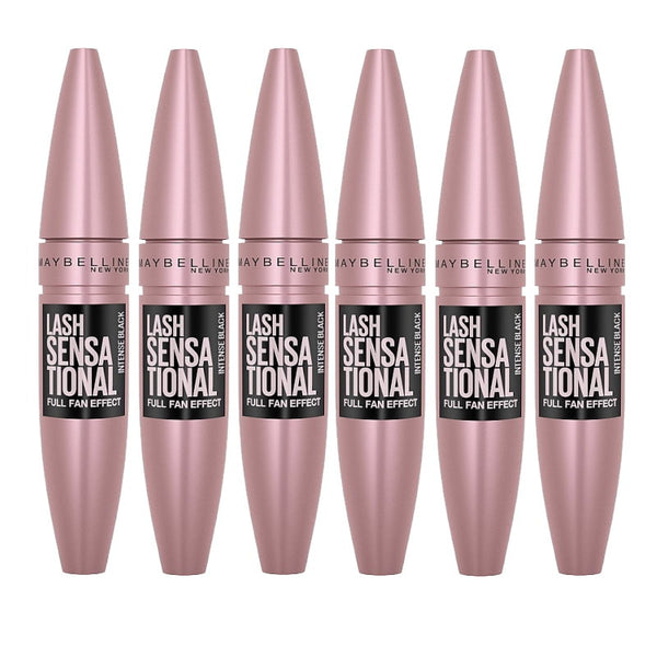 6x Maybelline Lash Sensational Washable Mascara 9.5ml 254 Intense Black