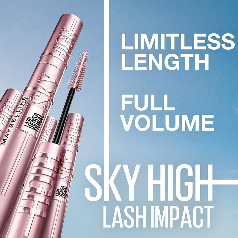6x Maybelline Lash Sensational Sky High Mascara 801 Very Black Washable (carded)
