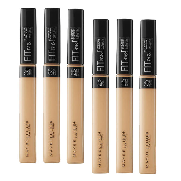 6x Maybelline Fit Me Natural Coverage Concealer 6.8ml 25 Medium