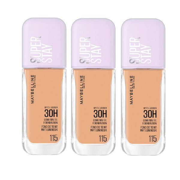 3x Maybelline Superstay Lumi Matte Foundation 35ml 115