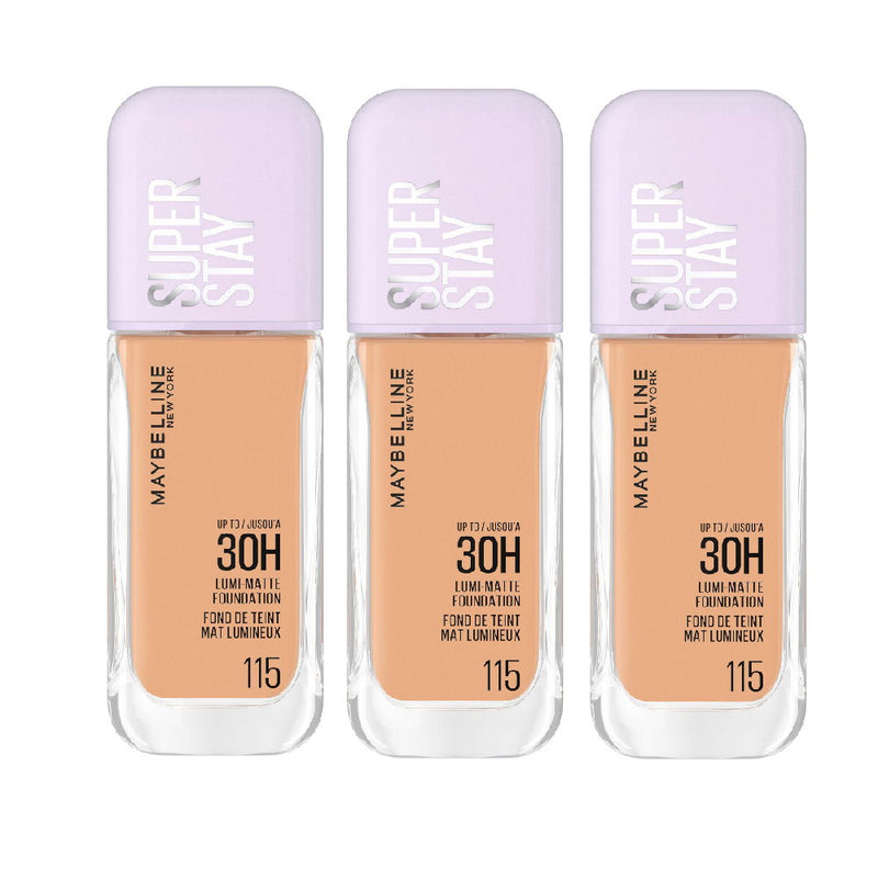 3x Maybelline Superstay Lumi Matte Foundation 35ml 115