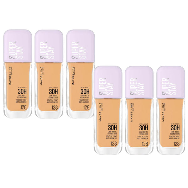 6x Maybelline Superstay Lumi Matte Foundation 35ml 128