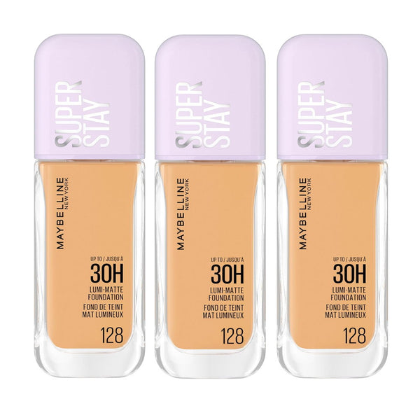 3x Maybelline Superstay Lumi Matte Foundation 35ml 128