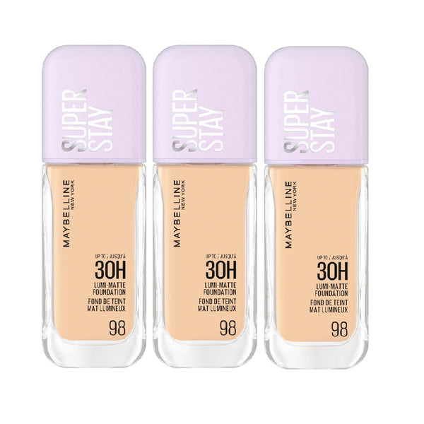 3x Maybelline Superstay Lumi Matte Foundation 35ml 098