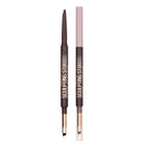 Two Sculpting Stix makeup pencils shown vertically on a plain white background. One pencil is open, revealing a dark brown tip, and the other is closed, showing a light taupe barrel with a clear cap. Maybelline Sculpting Stix Eyeliner 15 Smooth Espresso