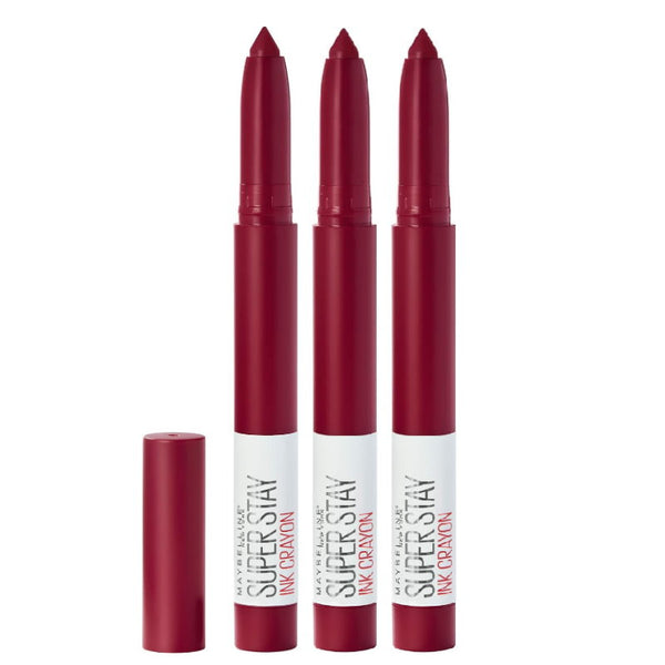 3x Maybelline Superstay Ink Crayon Lipstick 1.2g 55 Make It Happen