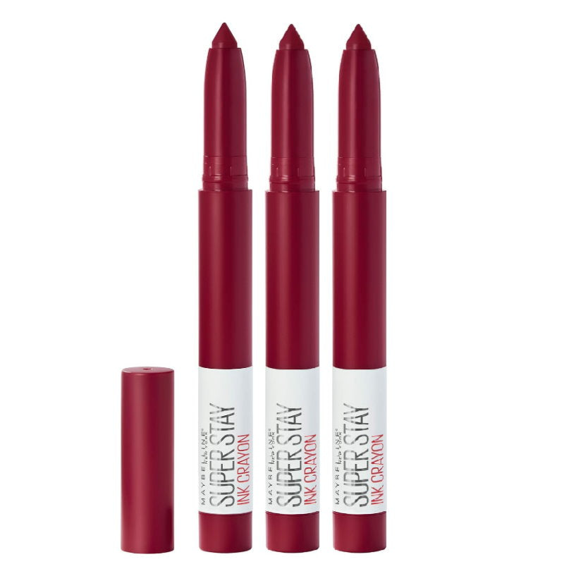 3x Maybelline Superstay Ink Crayon Lipstick 1.2g 55 Make It Happen