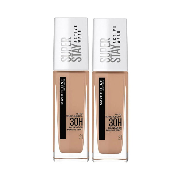2x Maybelline Superstay 30 Hour Foundation 30ml 21 Nude Beige