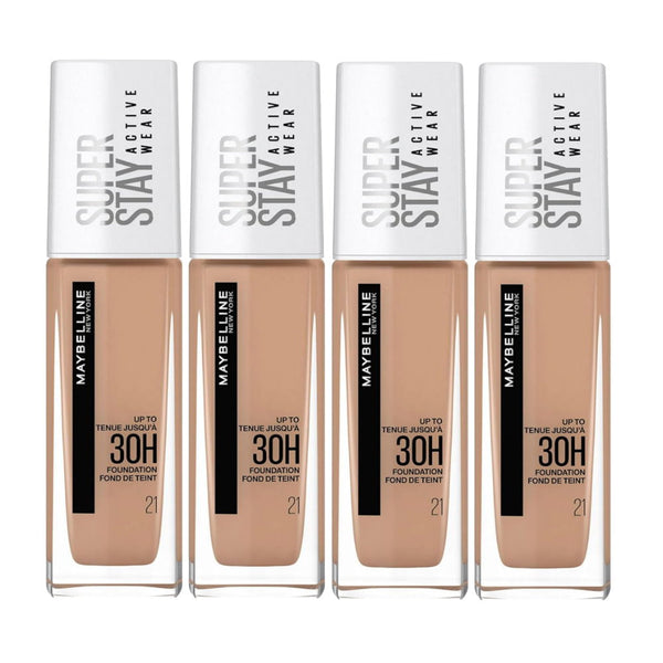 4x Maybelline Superstay 30 Hour Foundation 30ml 21 Nude Beige