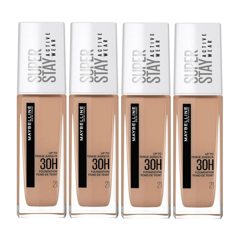 4x Maybelline Superstay 30 Hour Foundation 30ml 21 Nude Beige