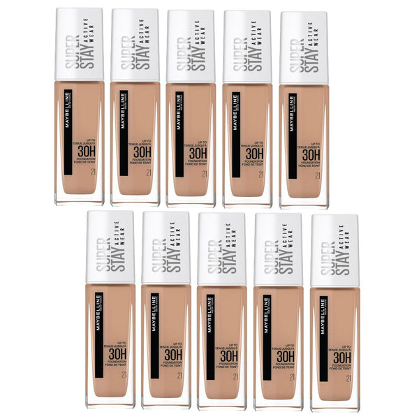 10x Maybelline Superstay 30 Hour Foundation 30ml 21 Nude Beige