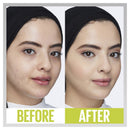 Before and after comparison of a woman's face with a black headscarf on a white background. Maybelline Superstay 30 Hour Concealer - Discover why The Makeup Warehouse Group is the capital of cosmetics in Gold Coast Australia. 
