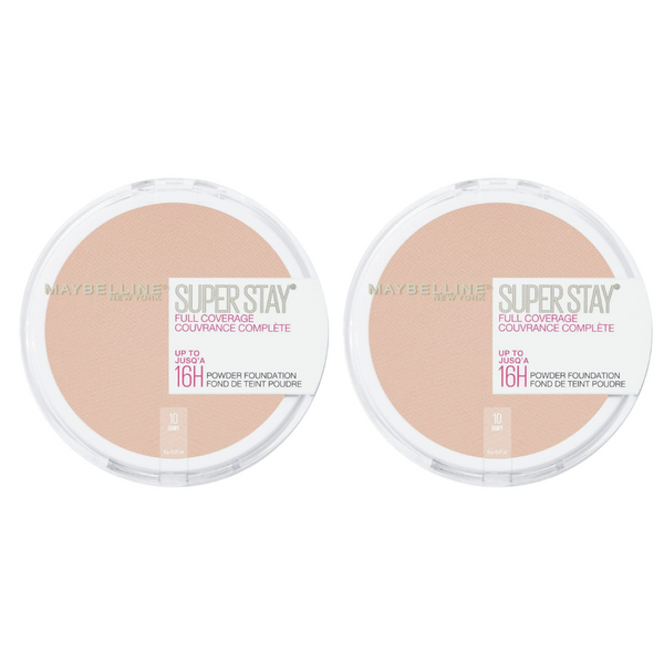 2x Maybelline Superstay Full Coverage Powder Foundation 9g 10 Ivoire