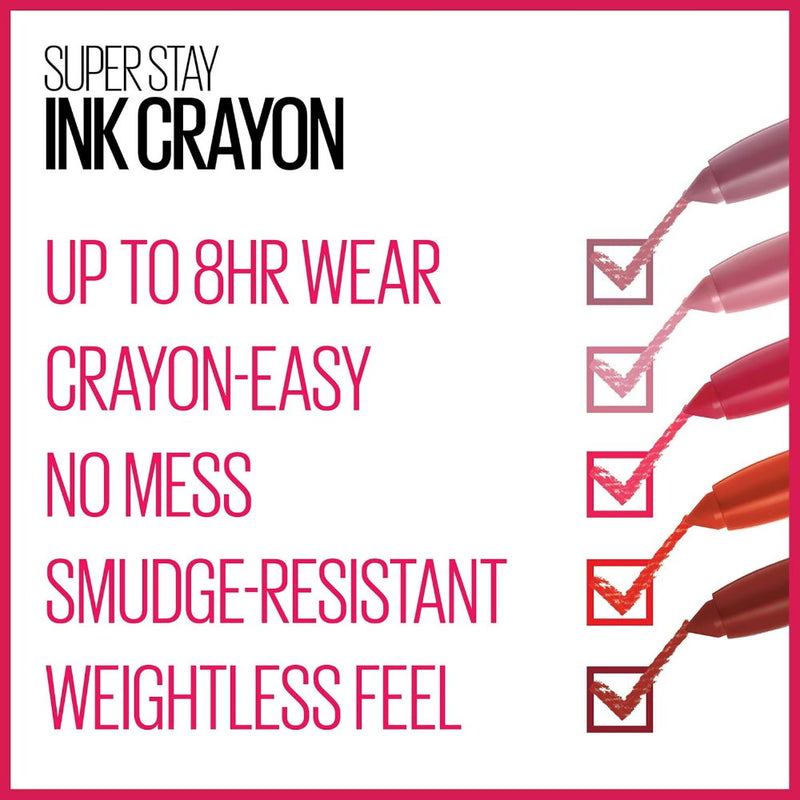 12x Maybelline Superstay Ink Crayon Lipstick 1.2g 105 On The Grind