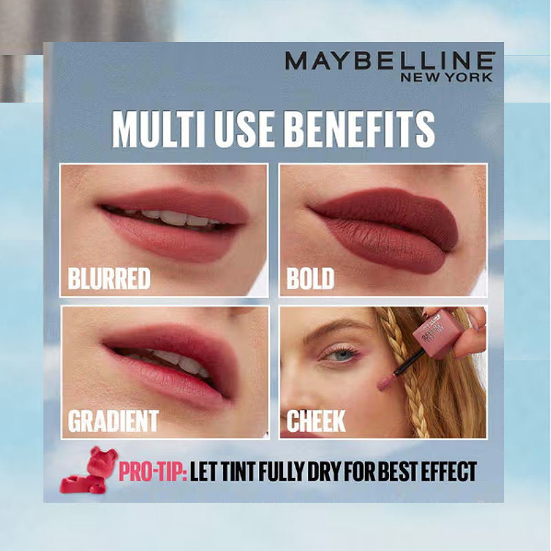 3x Maybelline Superstay Teddy Tint Creamy Matte Lip Tint 5ml 25 Baby Tee