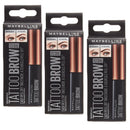 3x Maybelline Tattoo Brow 3 Day Eyebrow Gel Tint 2 Medium 4.6g