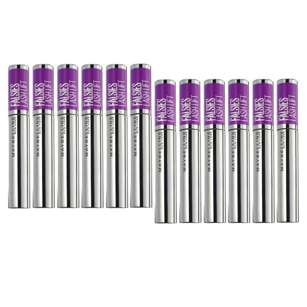Multiple bottles of Maybelline Falsies Lash Lift mascara on a white background