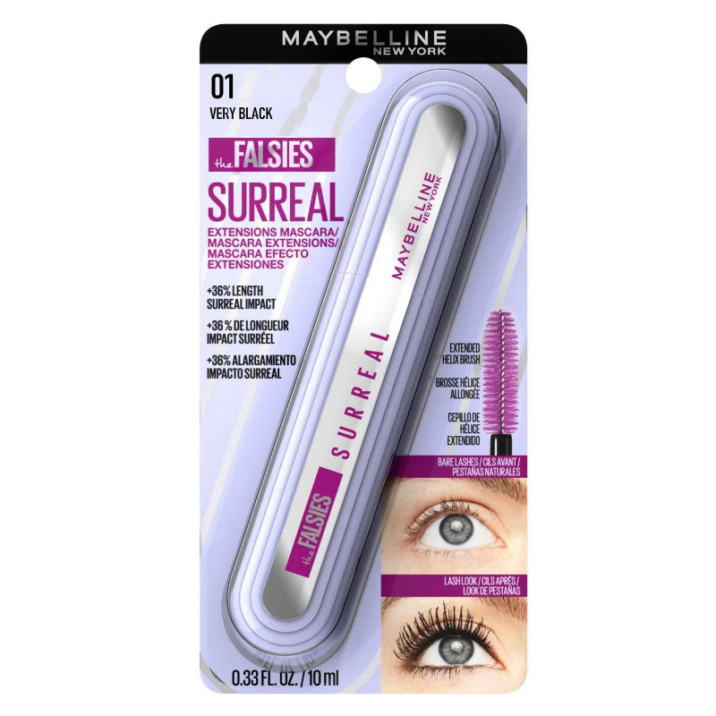 6pk Maybelline The Falsies Surreal Extensions Mascara - 01 Very Black Washable (carded)