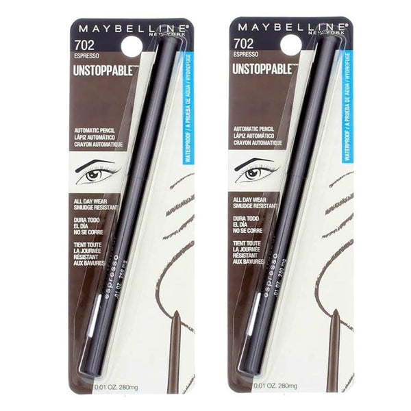 2x Maybelline Unstoppable Automatic Pencil Eyeliner 702 Espresso (Carded)