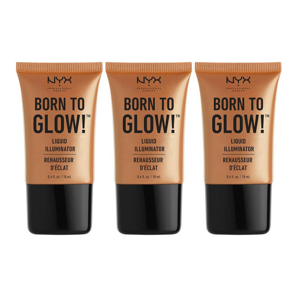 3x NYX Born To Glow Liquid Illuminator 18ml Pure Gold