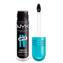 NYX Professional Makeup lip product with black cap and blue applicator on a white background