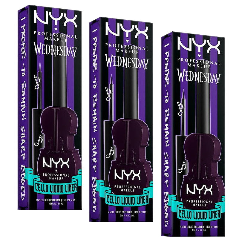3x NYX Wednesday Cello Vivid Matte Purple Liquid Eyeliner Raven