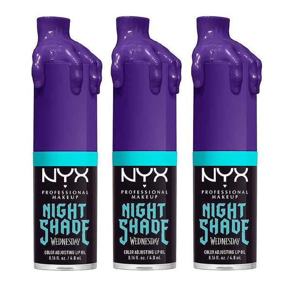 3x NYX Night Shade Wednesday Colour Adjusting Lip Oil 01 4.8ml