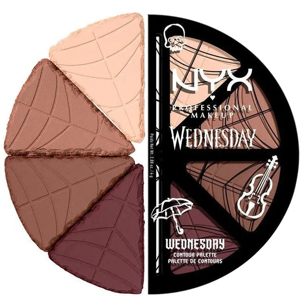 NYX 'Wednesday' contour palette with color swatches on a white background