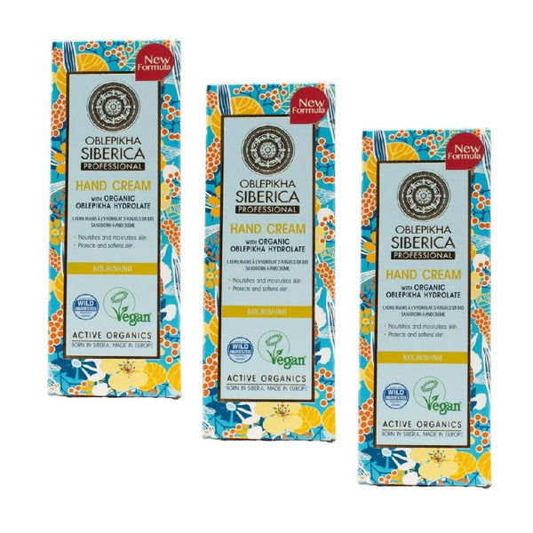 3x Siberica Oblepikha Hand Cream with Organic Oblepikha Hydrolate 75ml