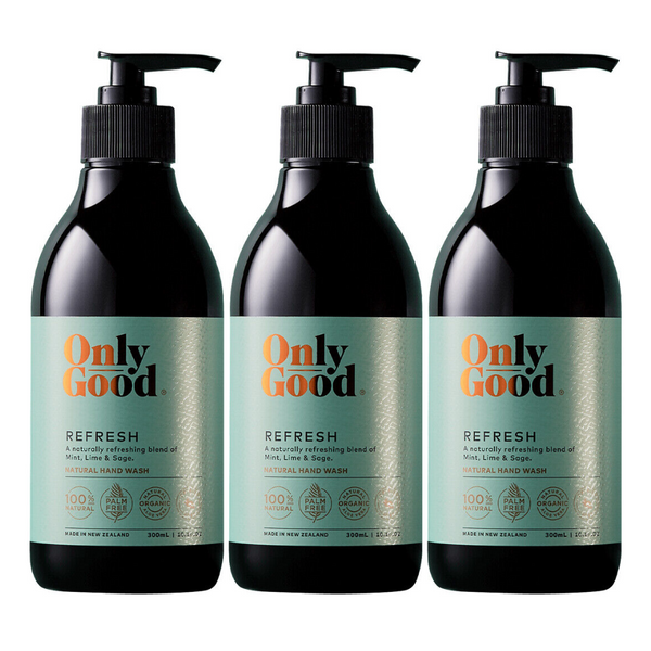 3x Only Good Refresh Mint Lime And Sage Natural Hand Wash 300ml
