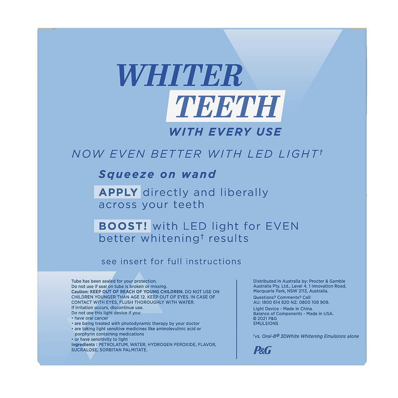 Oral B 3D White Whitening Emulsions with LED Accelerator Light 18g EXP 30/04/2024