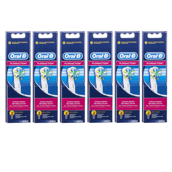 6x Oral B Flossaction Toothbrush Replacement Heads 2 pack