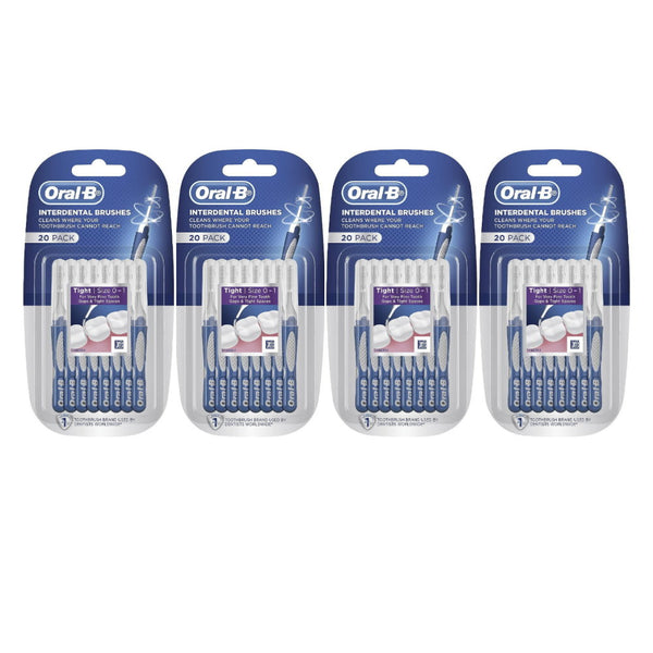 4x Oral B Interdental Brushes Tight Size 0-1 20 per pack