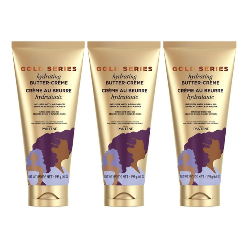 3x Pantene Gold Series Intense Hydrating Butter Creme Hair Care 193g