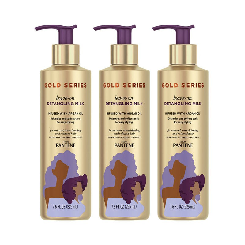 3x Pantene Gold Series Leave On Hair Detangling Milk with Argan Oil 225ml