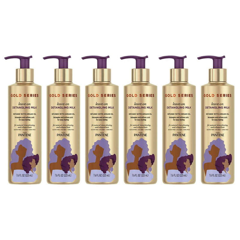 6x Pantene Gold Series Leave On Hair Detangling Milk with Argan Oil 225ml