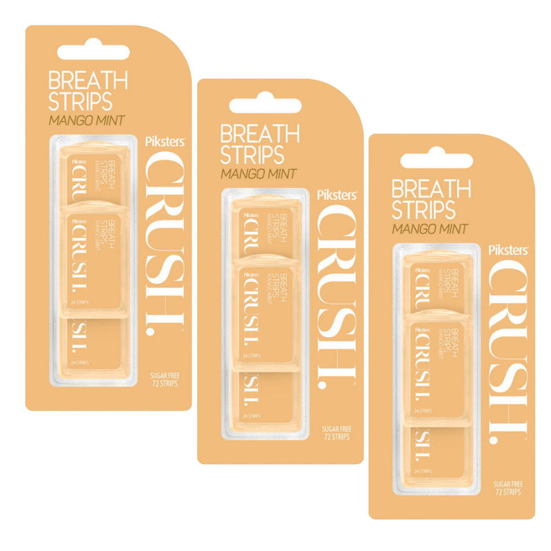 3x Piksters Crush Breath Strips Sugar Free Mango Mint 72 Strips