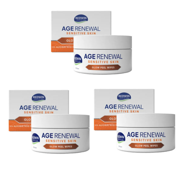 3x Redwin Age Renewal Sensitive Skin Glow Peel Wipes 25 pack