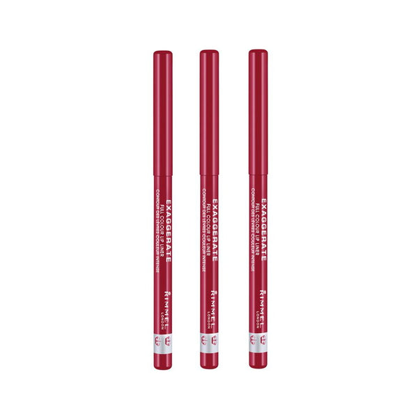 3x Rimmel Lip Liner Exaggerate Full Colour 0.25g 024 Red Diva