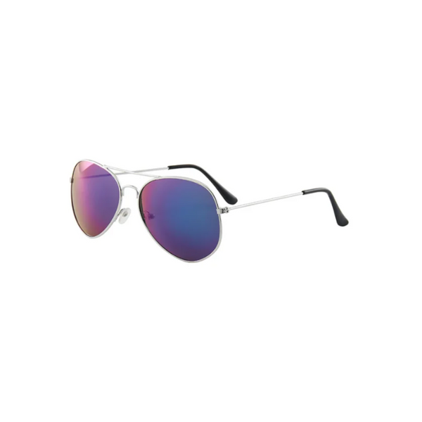 Rosy Lane Retro Aviator Sunglasses Silver Frame - Purple Lens