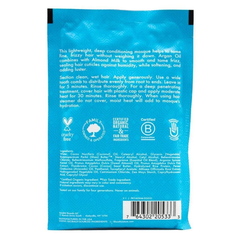 6x Shea Moisture Treatment Masque Smooth & Tame Argan Oil & Almond Milk 57g