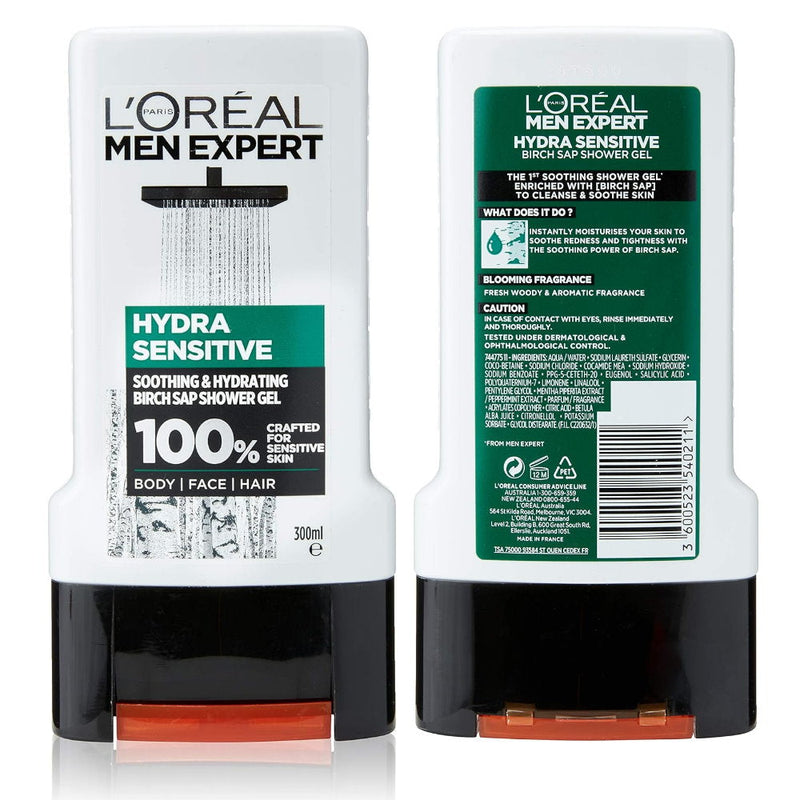 6x LOreal Men Expert Hydra Sensitive Birch Sap Shower Gel 300mL