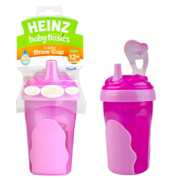 Heinz Baby Basics Toddler Straw Cup Pink 12m+ 280mL - Makeup Warehouse Australia