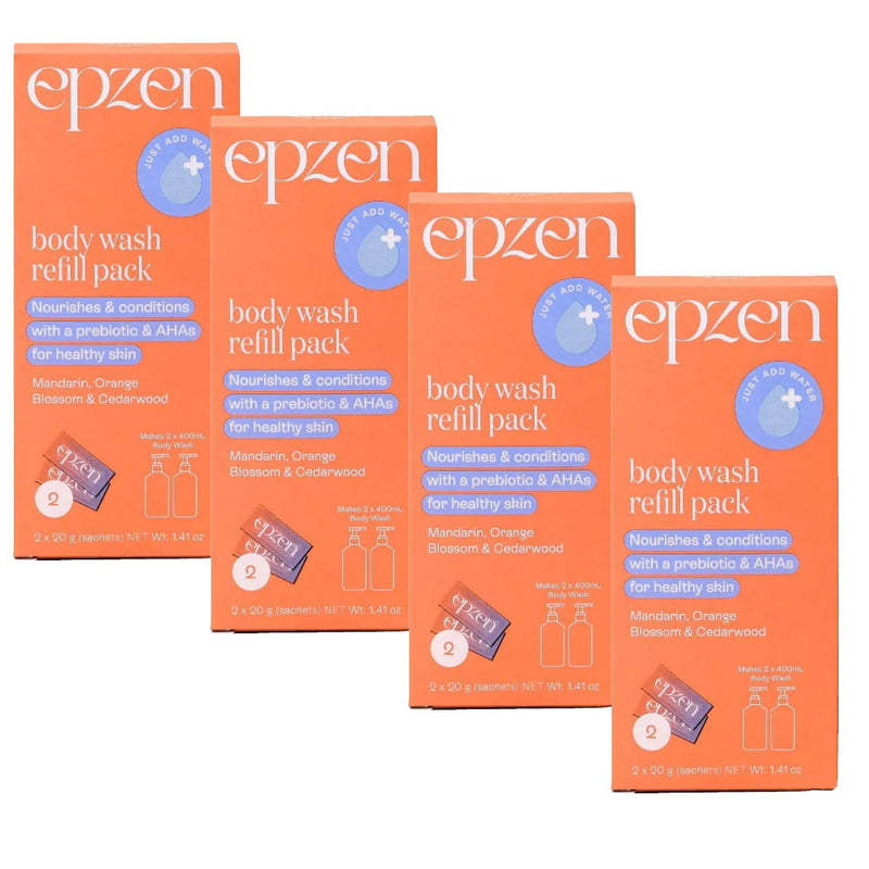 4x Epzen Body Wash Refill Pack Mandarin, Orange Blossom and Cedarwood 2 refills  2 x 20g sachets