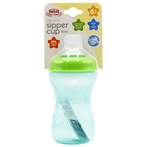 Heinz Baby Basics Silicone Sipper Cup Blue 300mL - Makeup Warehouse Australia