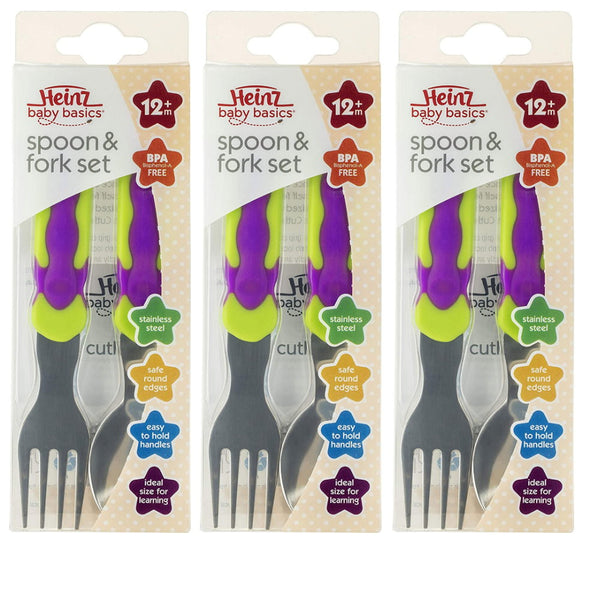 Buy 3pk Heinz Baby Basics Spoon and Fork Set 12m+ Makeup Warehouse Australia