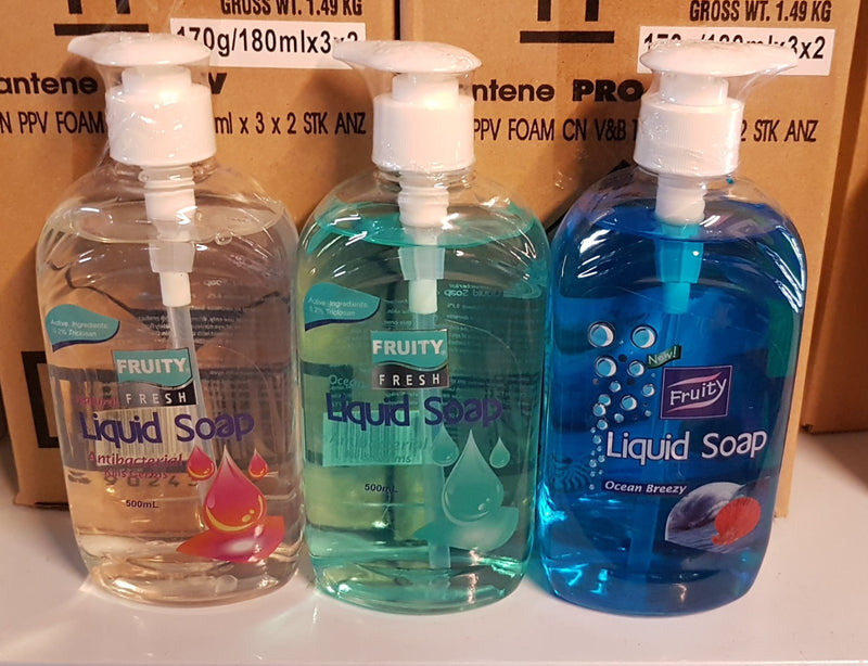 3x Fruity Fresh Liquid Hand Soap 500mL Pump Bottle